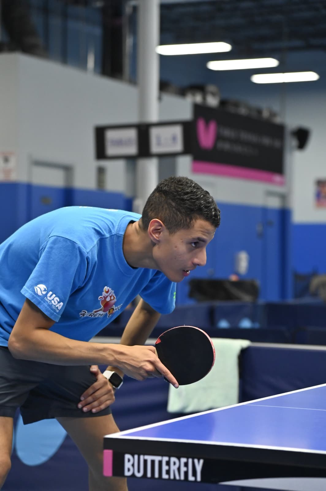 Luis R competing at Broward Table Tennis Club