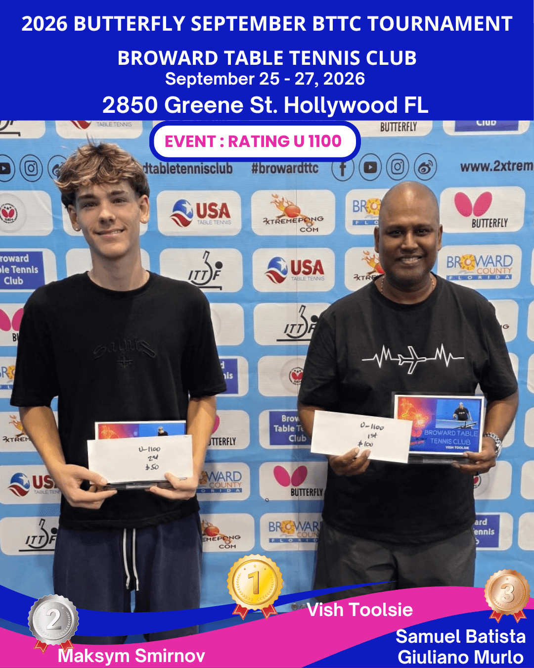 Sept 1100 at Broward Table Tennis Club