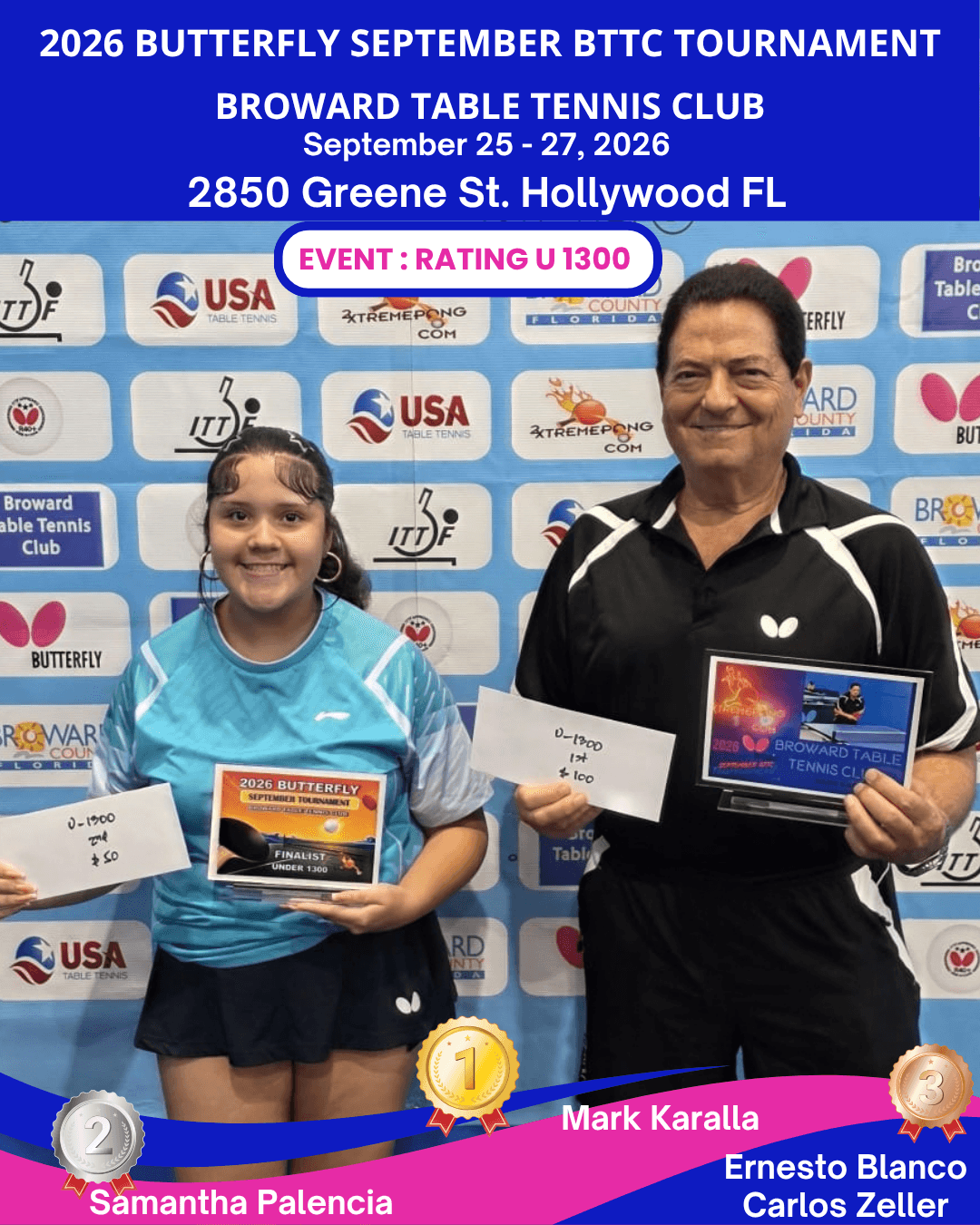 Sept 1300 at Broward Table Tennis Club