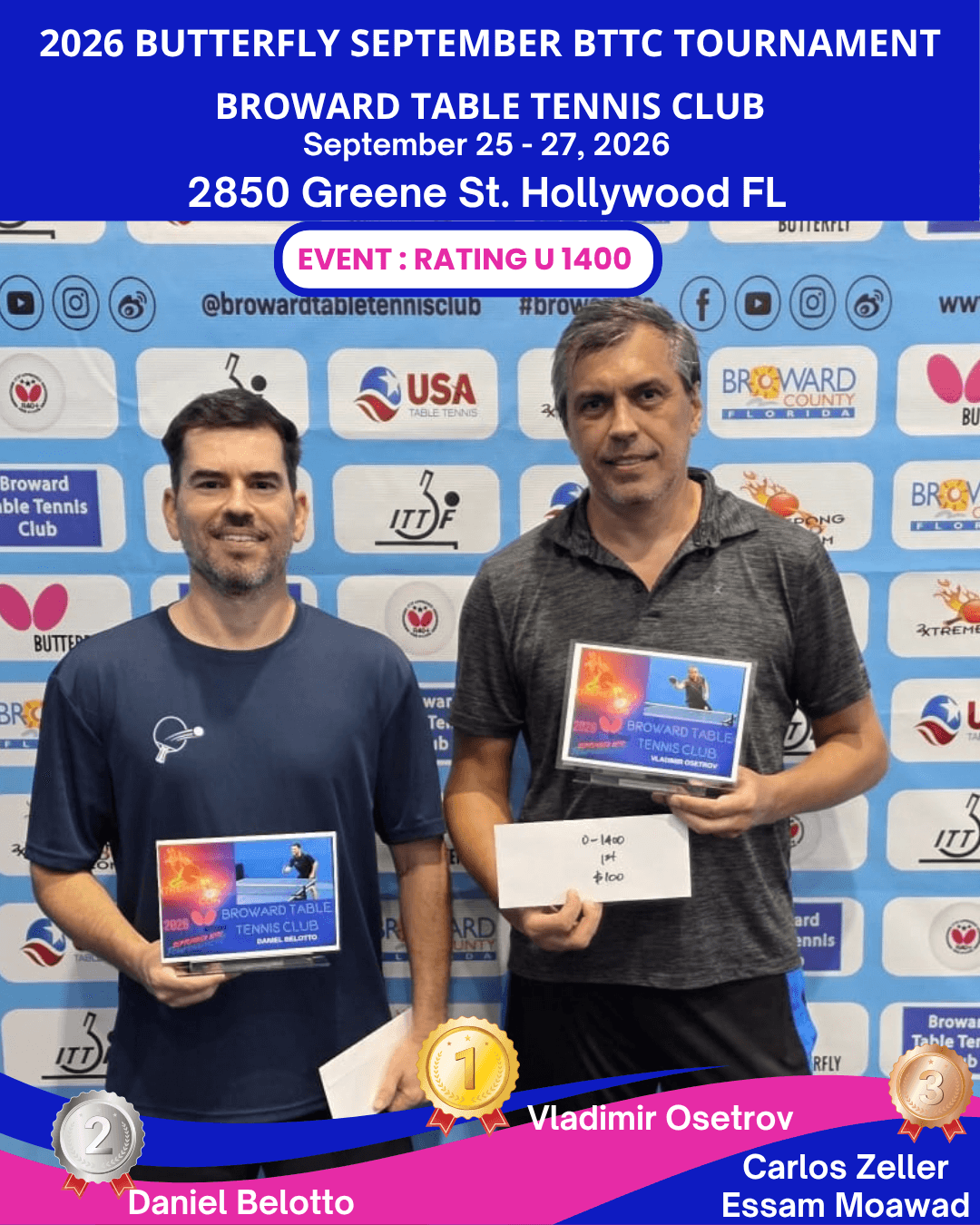 Sept 1400 at Broward Table Tennis Club