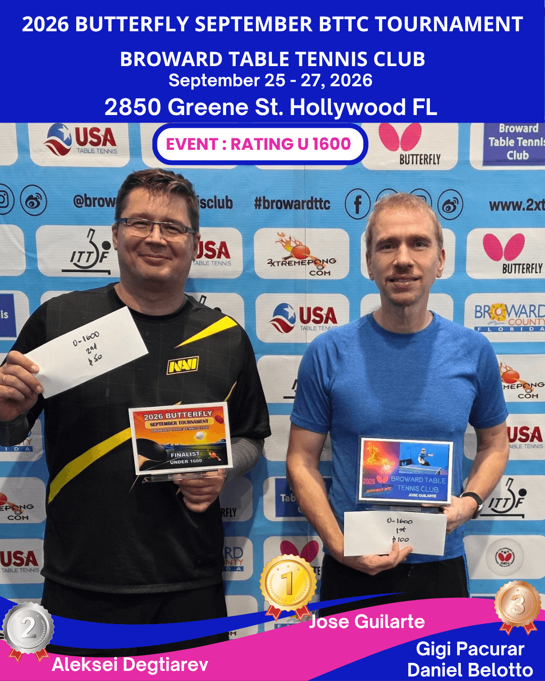 Sept 1600 at Broward Table Tennis Club