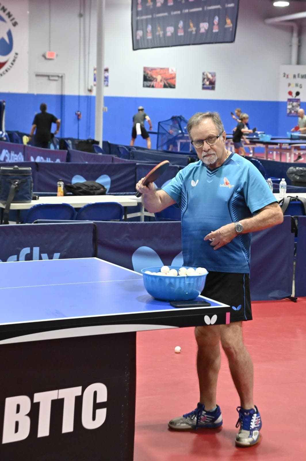 Carlos Zeller at the table at Broward Table Tennis Club